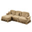Canapé modulaire en L Mid-Century à trois places avec accoudoirs évasés, jupes plissées à volants amovibles et pieds fuselés. Comfy chenille 3 - siège profond mobile dans le café, offrant plusieurs