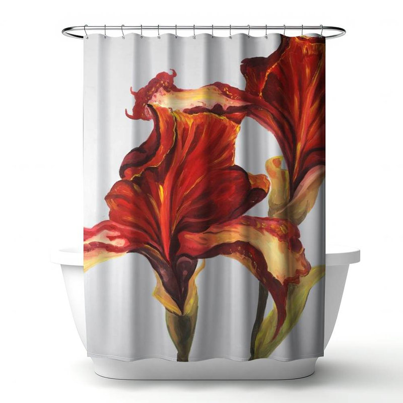 Floral – Polyester Shower Curtain, Dye Sublimation Print, 71" W × 74" L