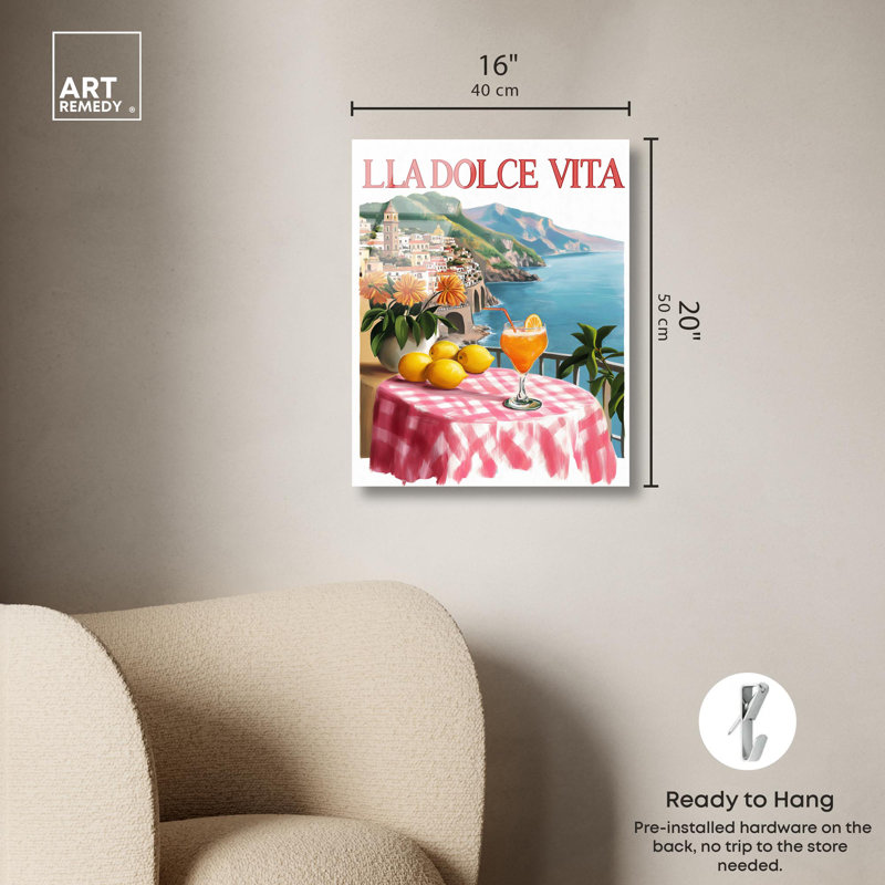 Impression rétro sur toile Dolce Vita, H 20 po x l 16 po