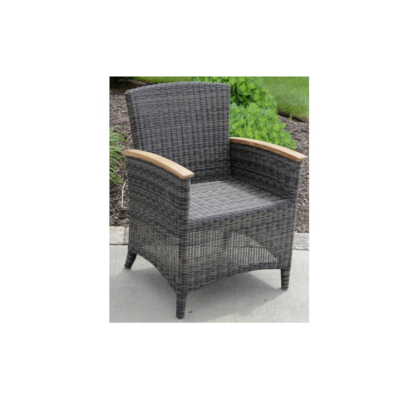 Bella Wicker Outdoor Dining Armchair, Cast Charcoal, Brown