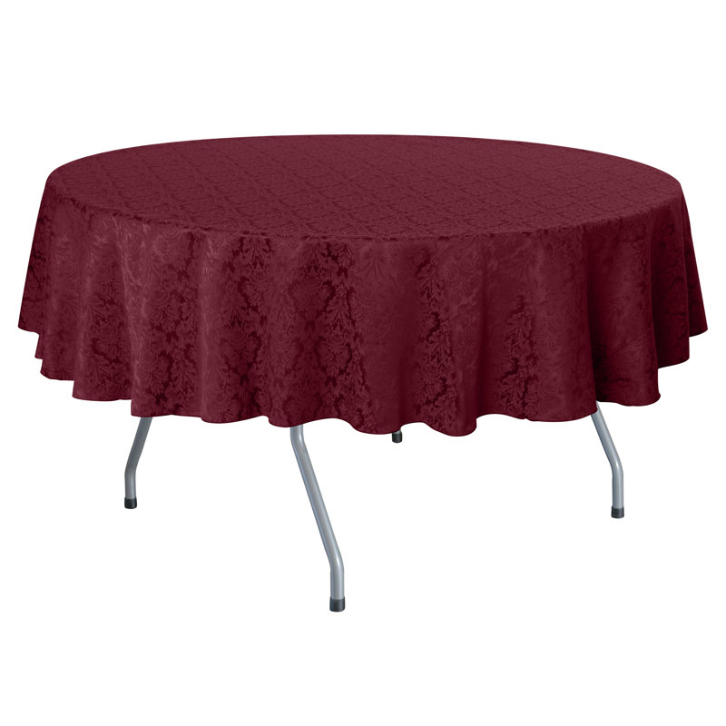 Ultimate Textile - Saxony Damask Tablecloth - Jacquard Weave Emblem Crest Design, Dark Red, 90" Round, 3
