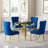 37"Modern Glass Dining Table Set, Irregular Stainless Steel Table Legs And Velvet Tufted Backrest Chairs-447287189-447287185-447287184