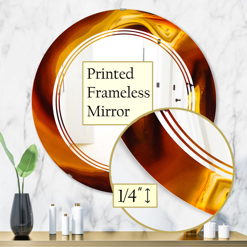 Triple C Agate Geode Slice Macro Modern Wall Mirror, 31.5" H x 31.5" W