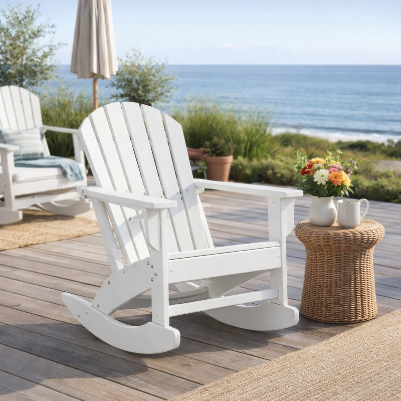 Chaise berçante d'extérieur en polyéthylène Caty, Blanc