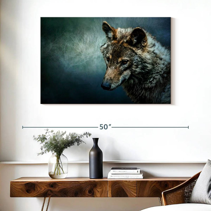 Brampt Lonely Night Wolf, 26" H x 39" W