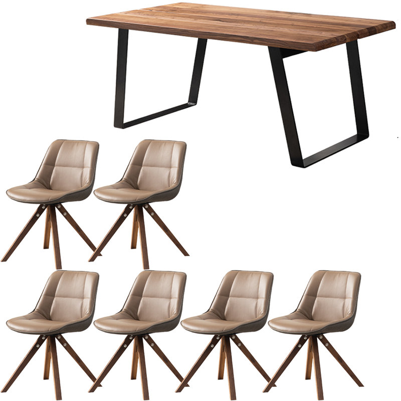 Ensemble de table de salle à manger en bois massif de style nordique, H 29,5 po x L 70,8 po x l 36,6 po