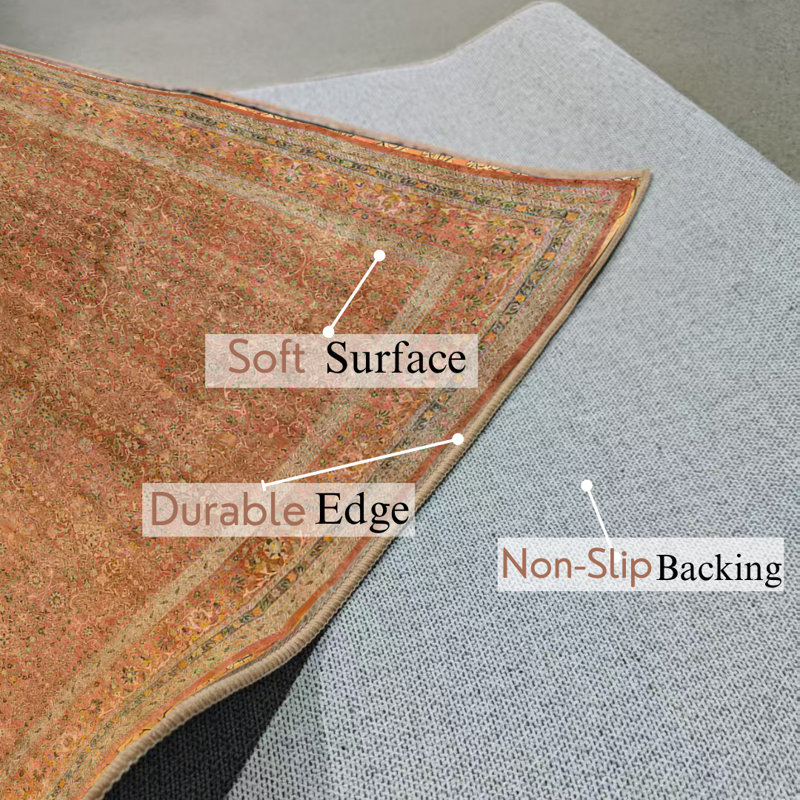 Crafters & Weavers Ushak Collection Area Rug Ultra Soft Washable Rug, Non Slip, Indoor, Stain Resistant Rugs for Living Room Bedroom Vintage Home Decor (5.7' x 7.8')