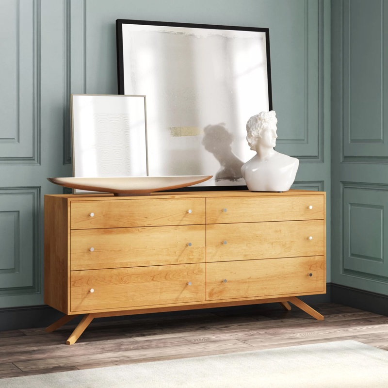 Astrid 6 Drawer Dresser, Natural Cherry, Conventional