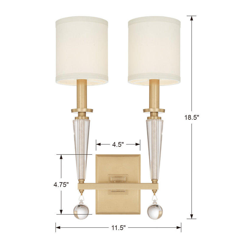 2 - Light Dimmable Armed Sconce, Antique Gold