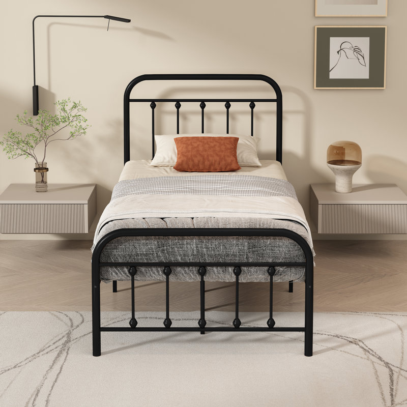 Hidalgo Metal Platform Bed, Twin, Black