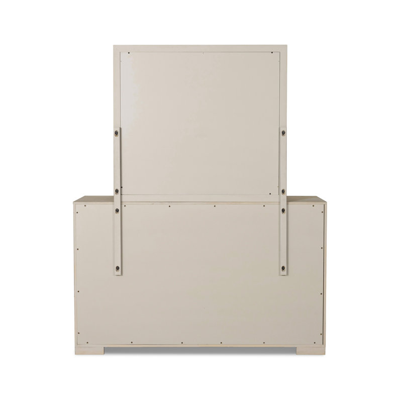 Ensemble de chambre à coucher Schell, Beige, 5 Pcs: Bed, 2 Nightstands, Mirror, Dresser, Très grand lit