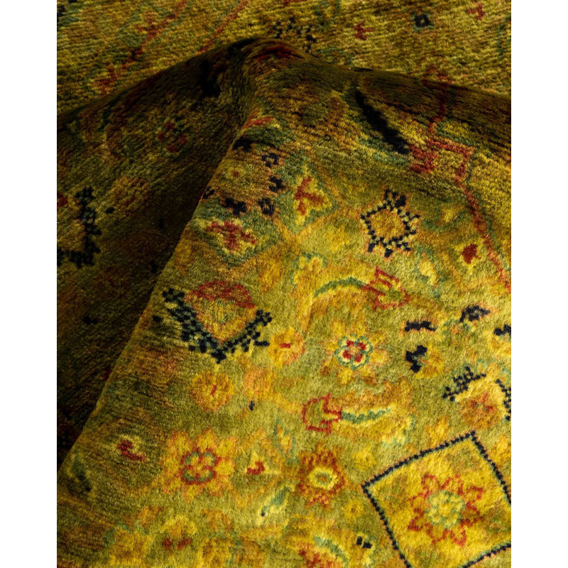 Handmade Gold Wool Round Area Rug 6'2" x 6'4"