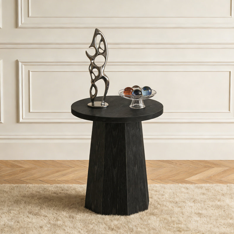 Table d'appoint en bois avec base octogonale, Noir