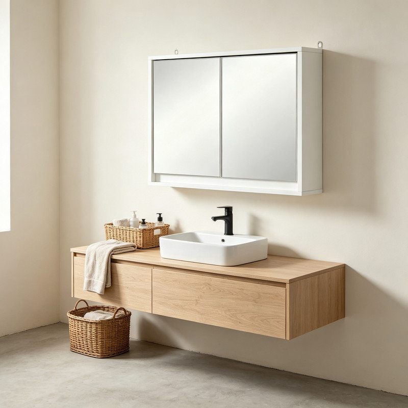 W H Medicine Cabinet Mirror, White