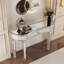 Console à miroir en demi-lune de 47 pouces avec tiroir en verre cannelé et poignée en cristal, parfaite pour les vestibules et les chambres à coucher-1335455487