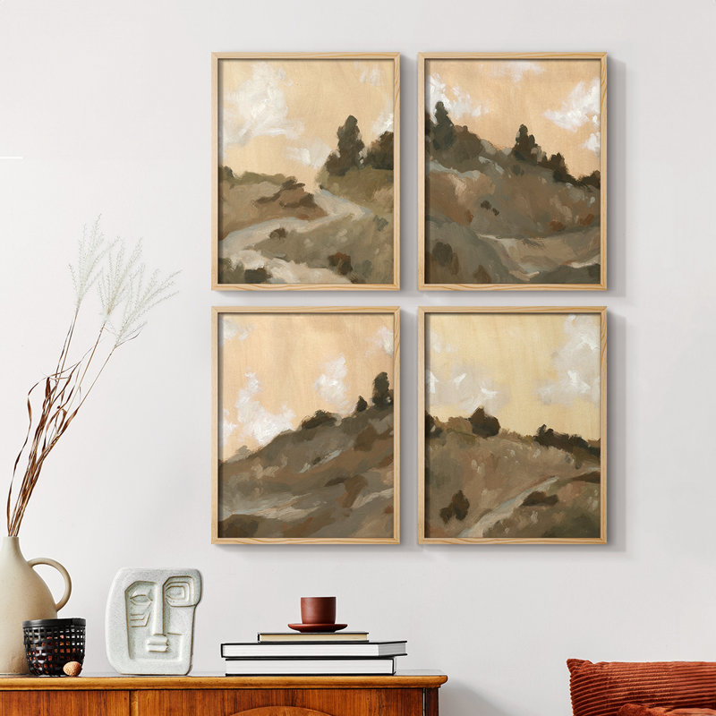 «Stone Brush II», ensemble de 4 reproductions encadrées, Noir, H 28 po x l 22 po