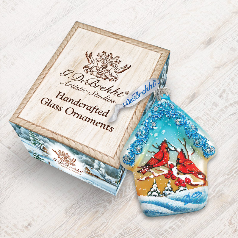 Ornement en forme de maison de vacances cardinal Holiday Splendor