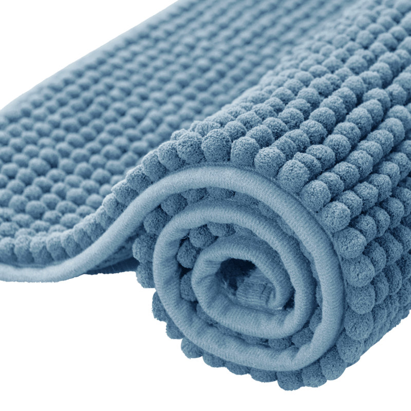 Tapis de bain super doux et absorbant antidérapant, L 24 po x l 16 po, Bleu pierre