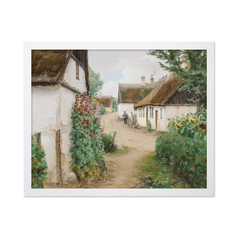 Jour d'été dans un village, 08"H x 10"W, Poster, White Framed
