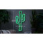 Décoration de fenêtre de cactus de 24,5 po de style néon avec lumière DEL verte