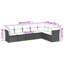  Ensemble de canapé de patio 7 pièces avec coussins en rotin de polyester noir