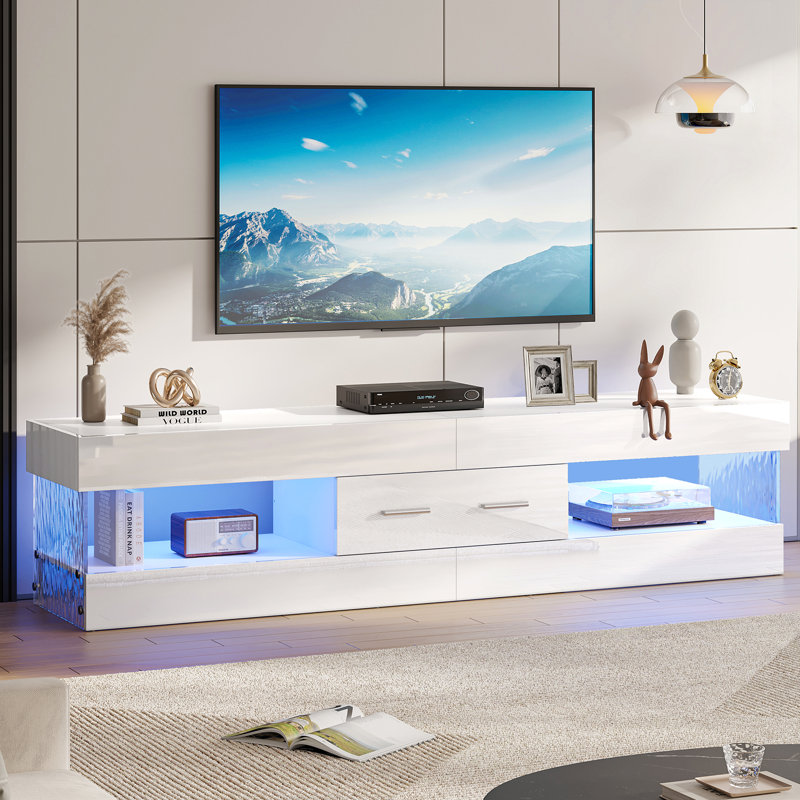 Meuble télé Kruszewski, Blanc, H 15,75 po x L 13,78 po x l 67 po, 1