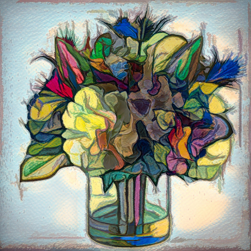 " Floral 238B ", 36" H x 36" W x 1.5" D