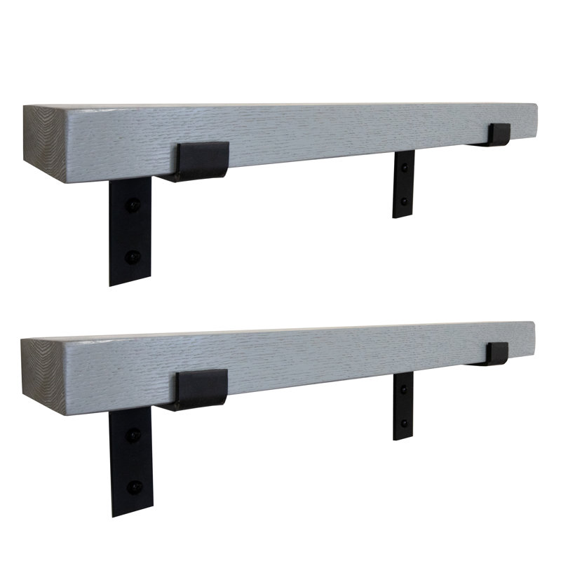 Emerald Lee 2 Piece Oak Bracket Shelf, 2" H x 24" W x 8" D, Gray