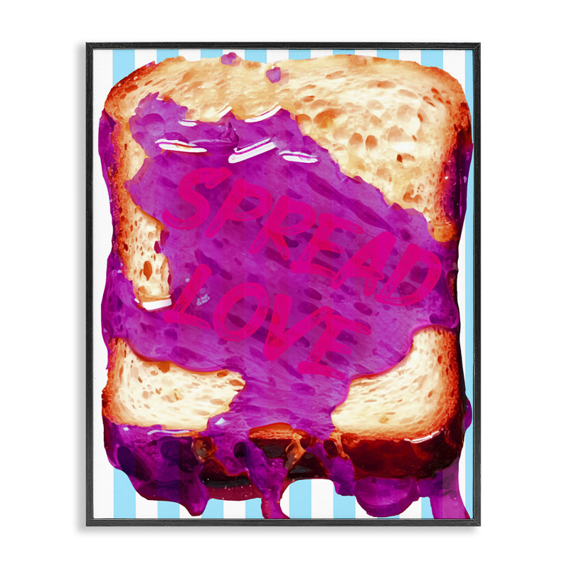 Spread Love Toast Art par Daphne Polselli, Giclée encadrée noir minuit, H 14 po x l 11 po
