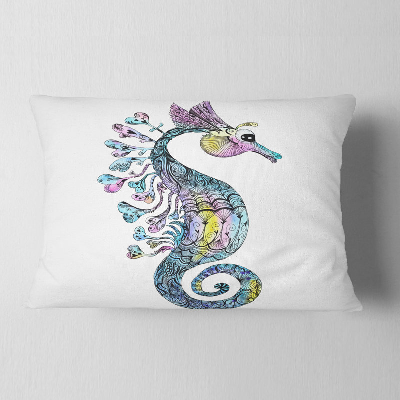 Coussin décoratif hippocampe coloré - imprimé animal
