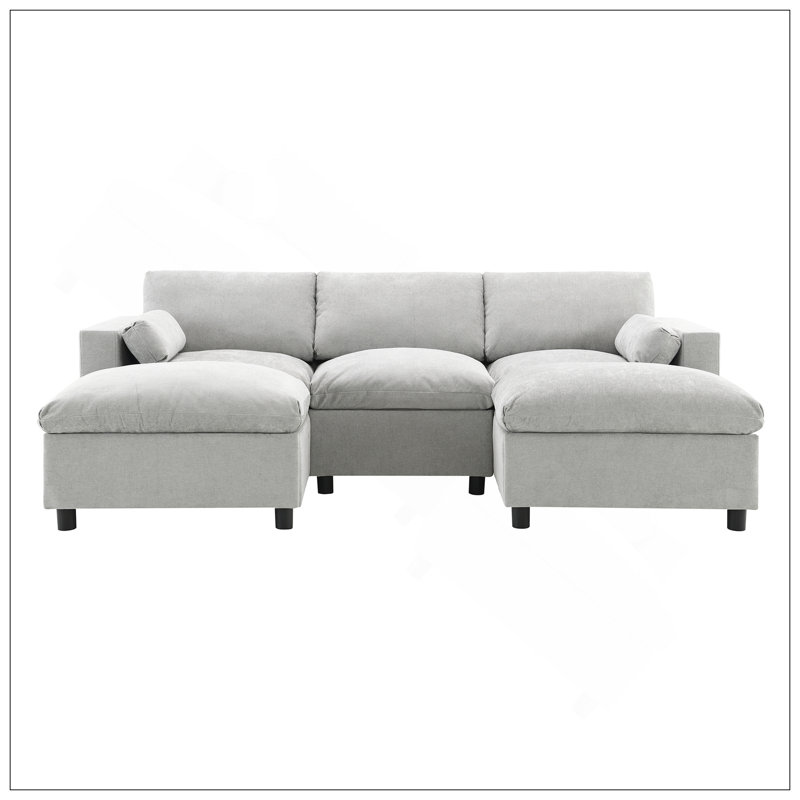 Canapé modulaire 86,5 po Chenille, Gris moyen