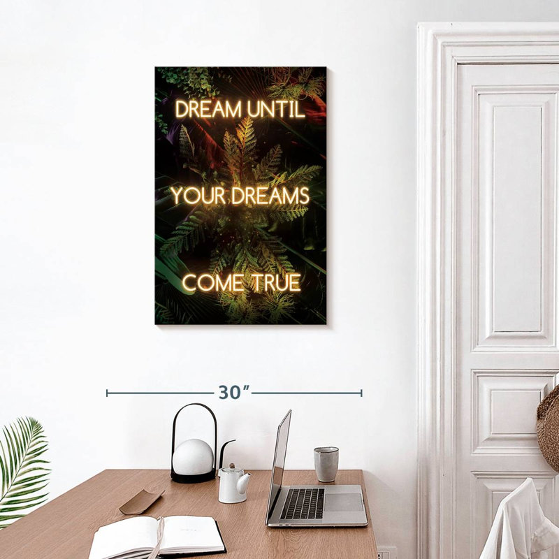 Tergel Dream jusqu'à ce que vos rêves deviennent réalité néon, H 30 po x l 20 po