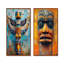 Ensemble de 2 pièces d'art amérindien totem jaune - Art amérindien totem-992165754-992165749