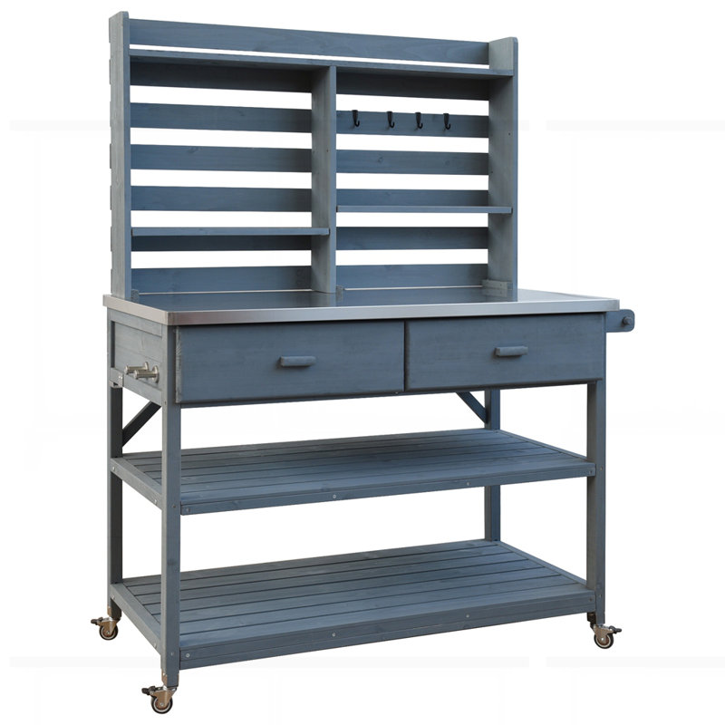 Îlot de cuisine avec abattant, prise de courant, Bleu gris