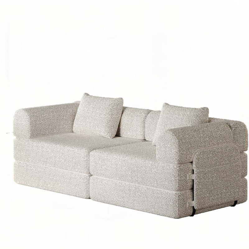Canapé-lit convertible avec poches et coussins de rangement latéraux, idéal pour les salons, les chambres à coucher et les bureaux, confortable et pliable