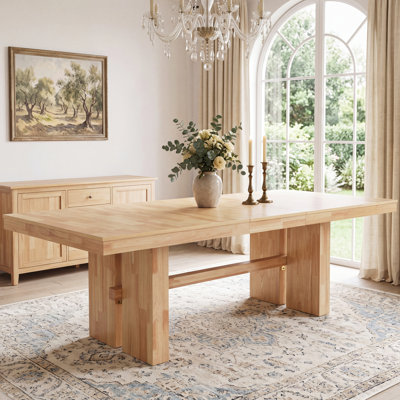 71.5''-89.5''Mid Century Extendable Dining Table With Butterfly Leaf, Double Pedestal Wood Dining Table For Dining Room/Kitchen/Hall