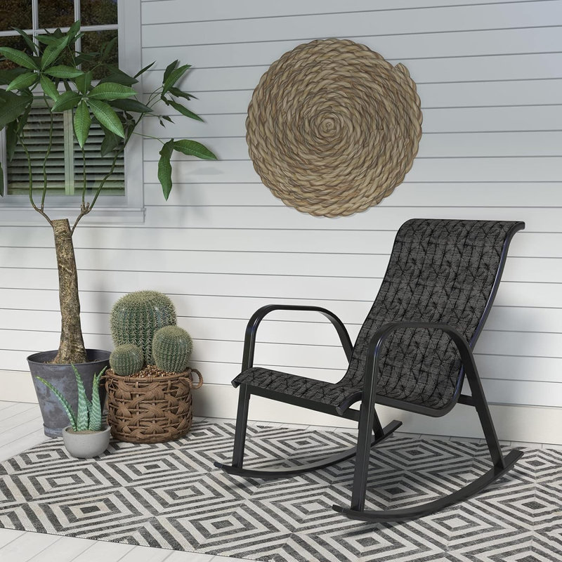 Le fauteuil à bascule de 23 po de largeur Olilawn, parfait pour la détente sur le patio extérieur et le salon, Gris, 1 pièce