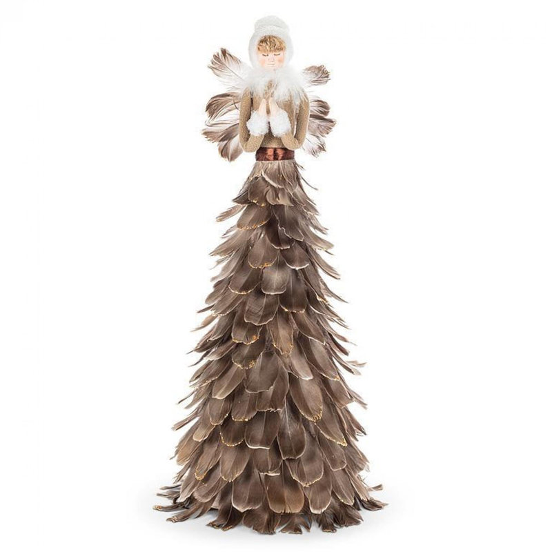 Statue ange avec jupe en plumes