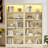 83" Tall Wood Bookcase Suite With Light Strip ,5-Tier Decor Bookcase Suite With Adjustable Shelves,Storage Organizer,Free Standing Storage Shelves Suite For Living Room,Home Office,Beige And Yellow-581423097
