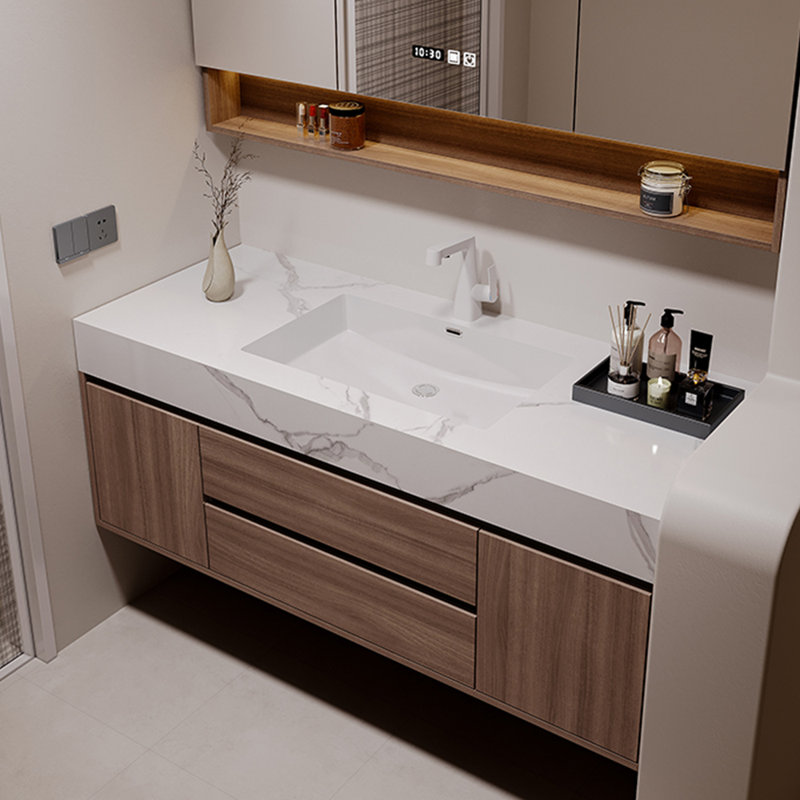 Armoire de salle de bain de style américain, H 21,7 po x l 51,2 po x P 19,7 po, Brun