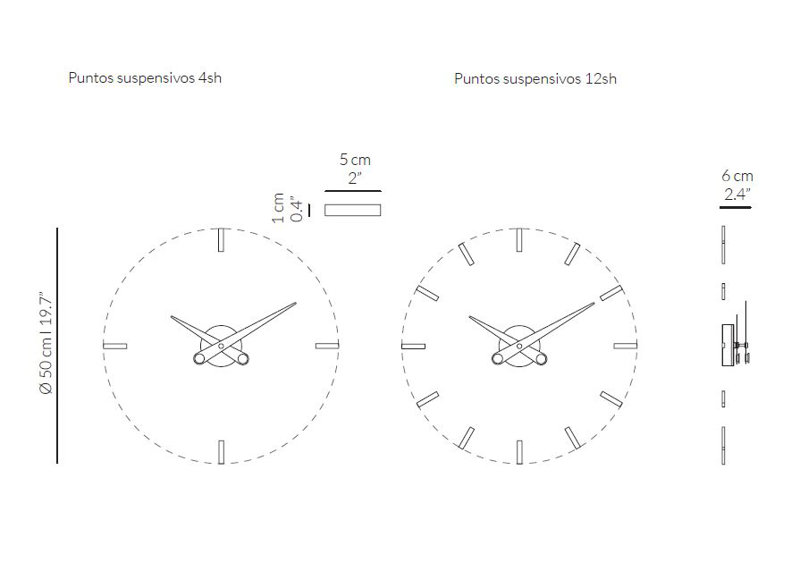 Puntos Suspensivos 19.68'' Metal Wall Clock, Black