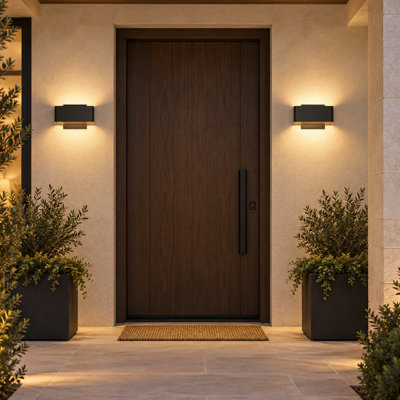 Modern LED Wall Sconce with Matte Black and Brass Finish