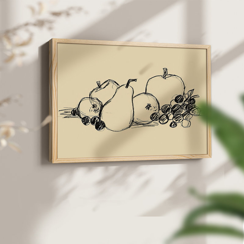 Graphite Fruit II -Framed Print - Restickable, 8" H x 10" W, Natural