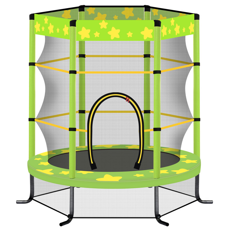 Trampoline pour enfants de 55 pouces avec filet de sécurité, Jaune