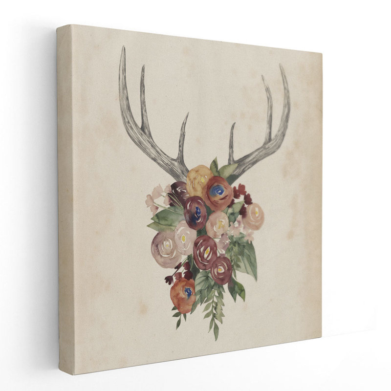 «Flower Antler I», reproduction d'art sur toile, H 12 po x l 12 po