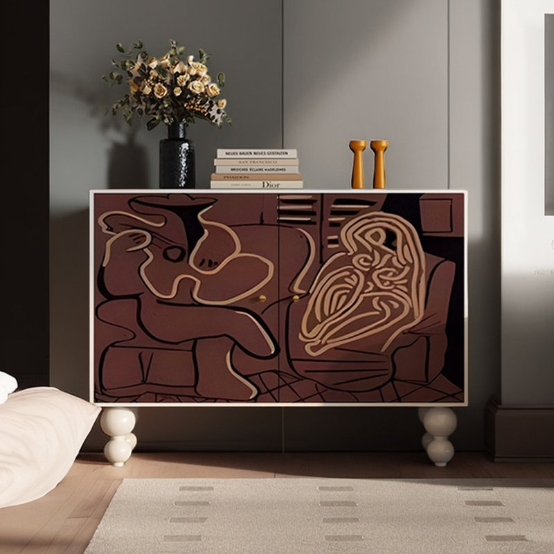 French style abstract pattern accent cabinet