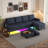 109" Sectional Couches For Living Room, 4 Seat Sectional Sofa With Rgb Light/wireless Charging/usb/type-c-756190067