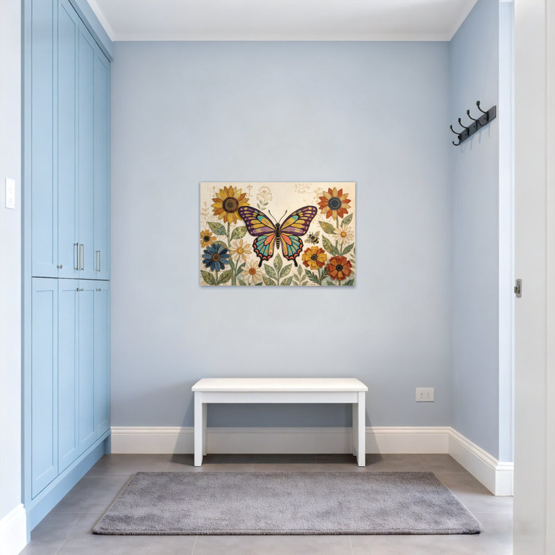 Animaux, papillon, fleurs, abeille, impression de motif de jardin