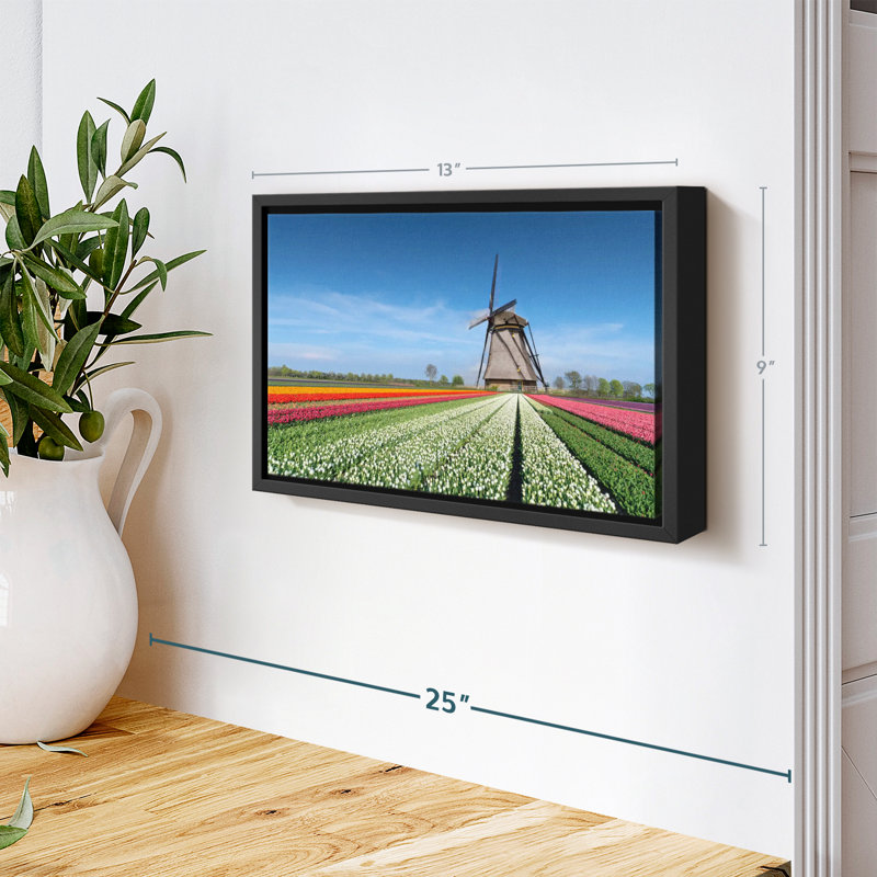 Windmill And Tulips Canvas Print, 9" H x 13" W
