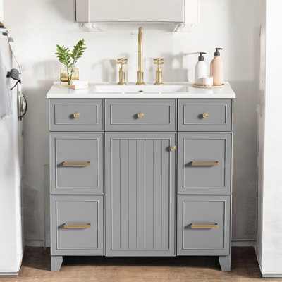 36'' Single Bathroom Vanity with Ceramic Top